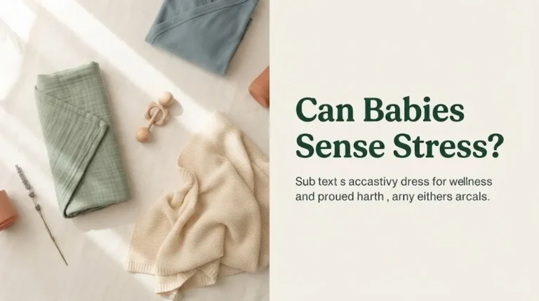 Calming nursery flat-lay illustrating the question can babies sense stress in caregivers